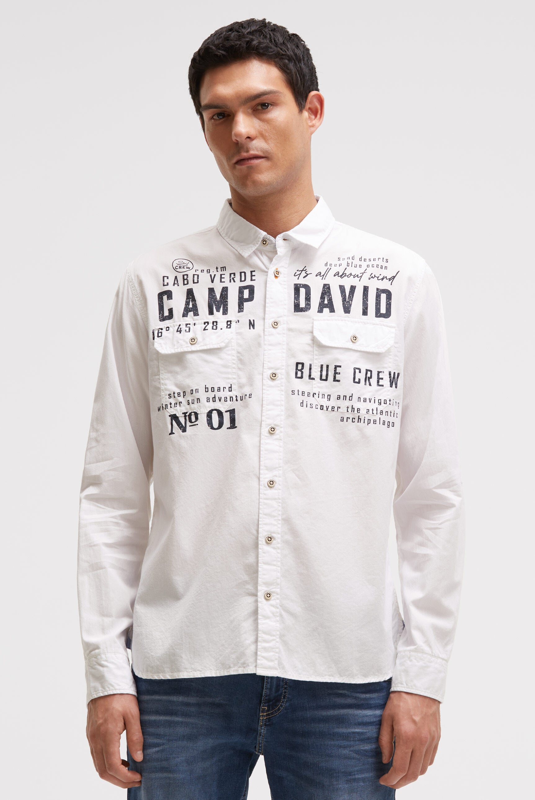 Koszula z długim rękawem, kieszeniami z klapką i nadrukami - 2