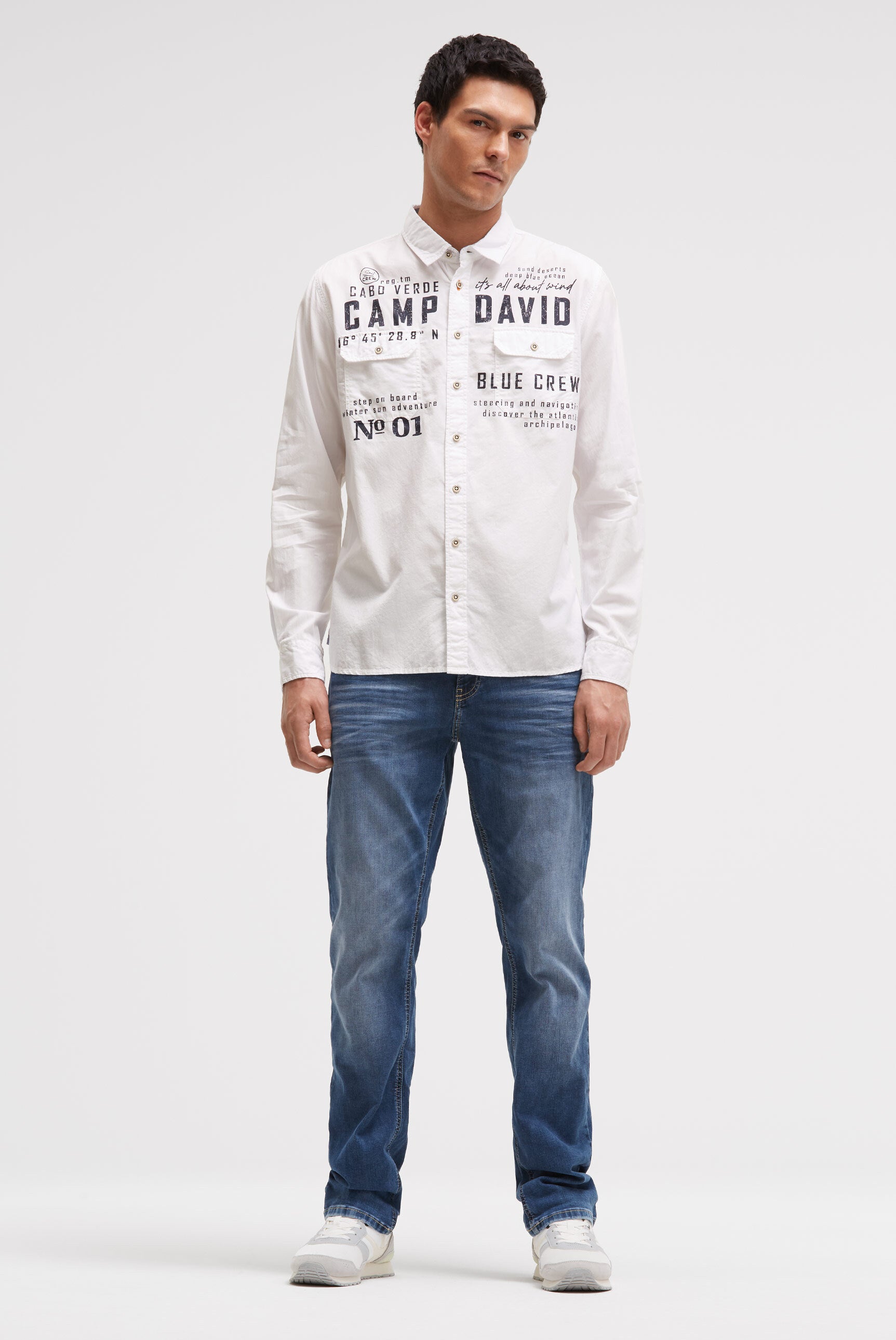 Koszula z długim rękawem, kieszeniami z klapką i nadrukami - 3