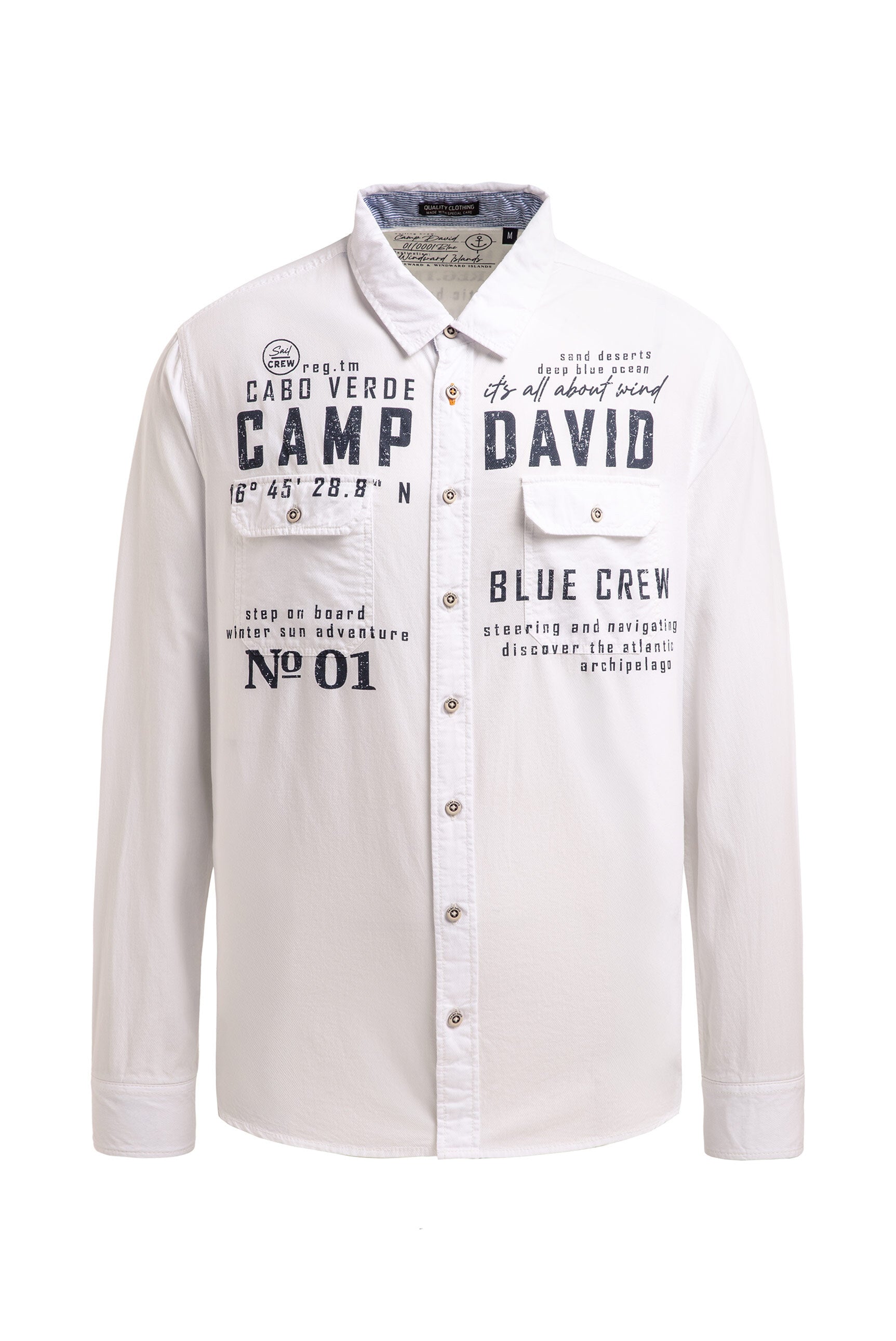 Koszula z długim rękawem, kieszeniami z klapką i nadrukami