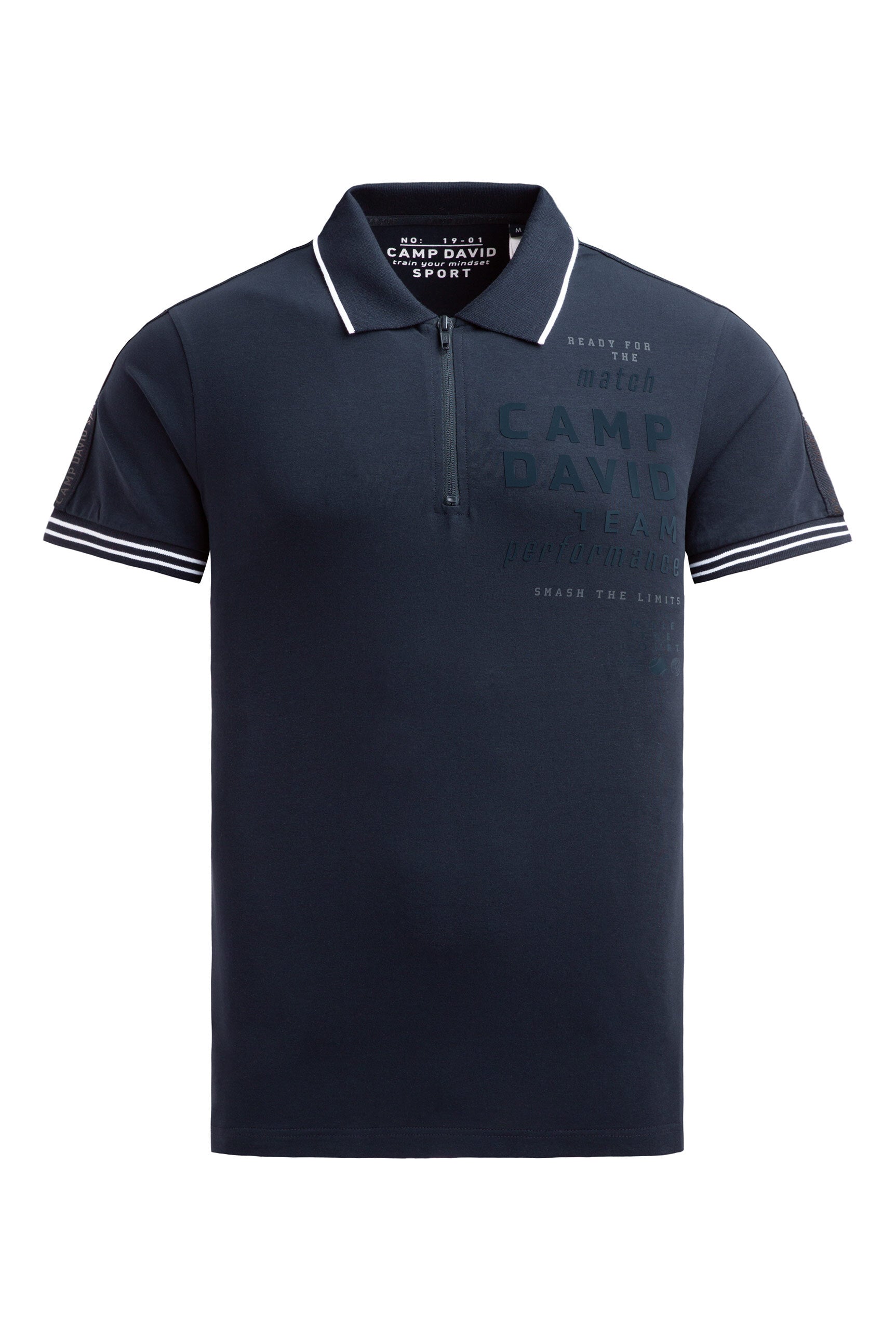 Polo mit Zipper, Logo-Tapes und Prints blue navy - 1
