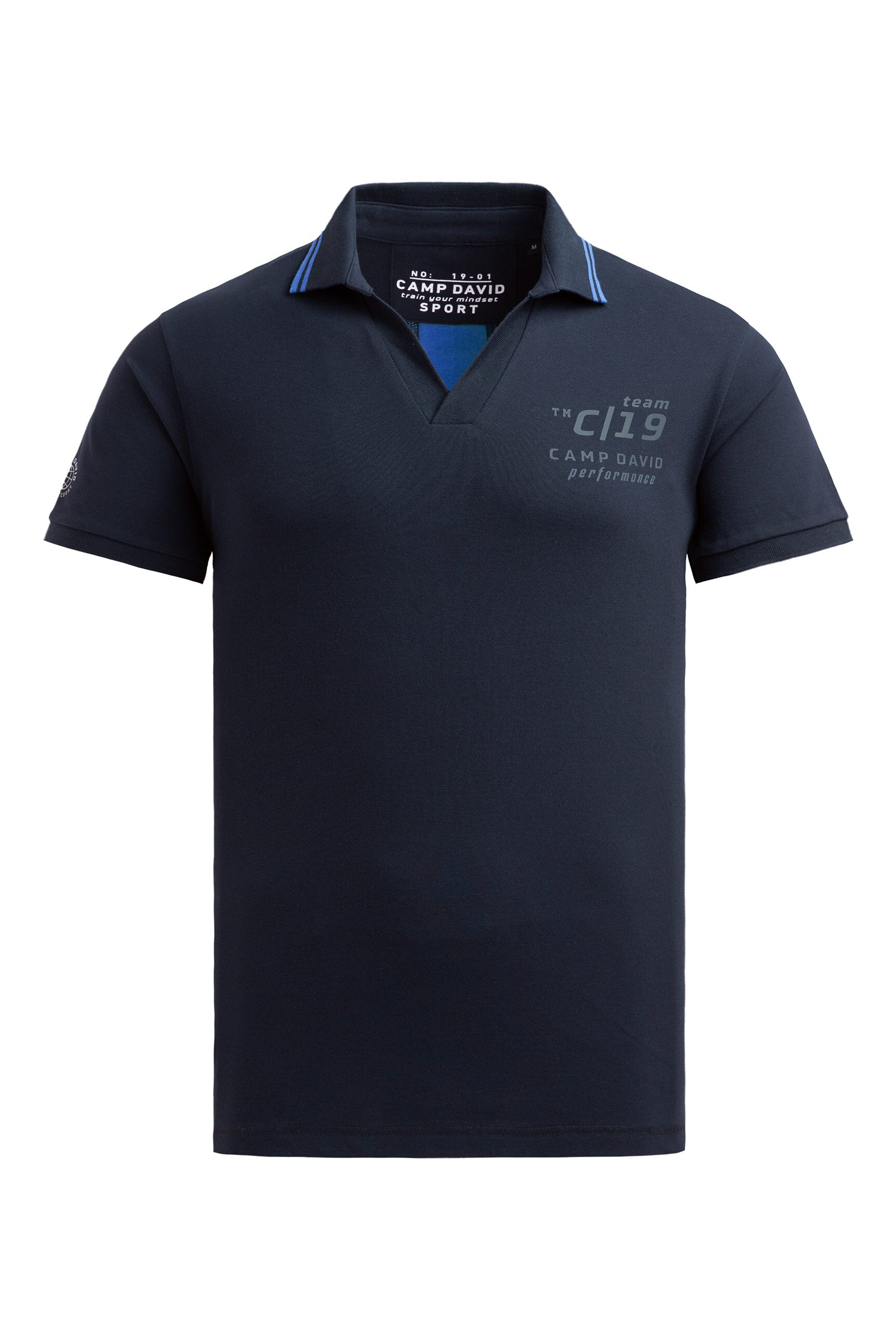 Pikee-Polo mit V-Neck und Rückeneinsatz blue navy