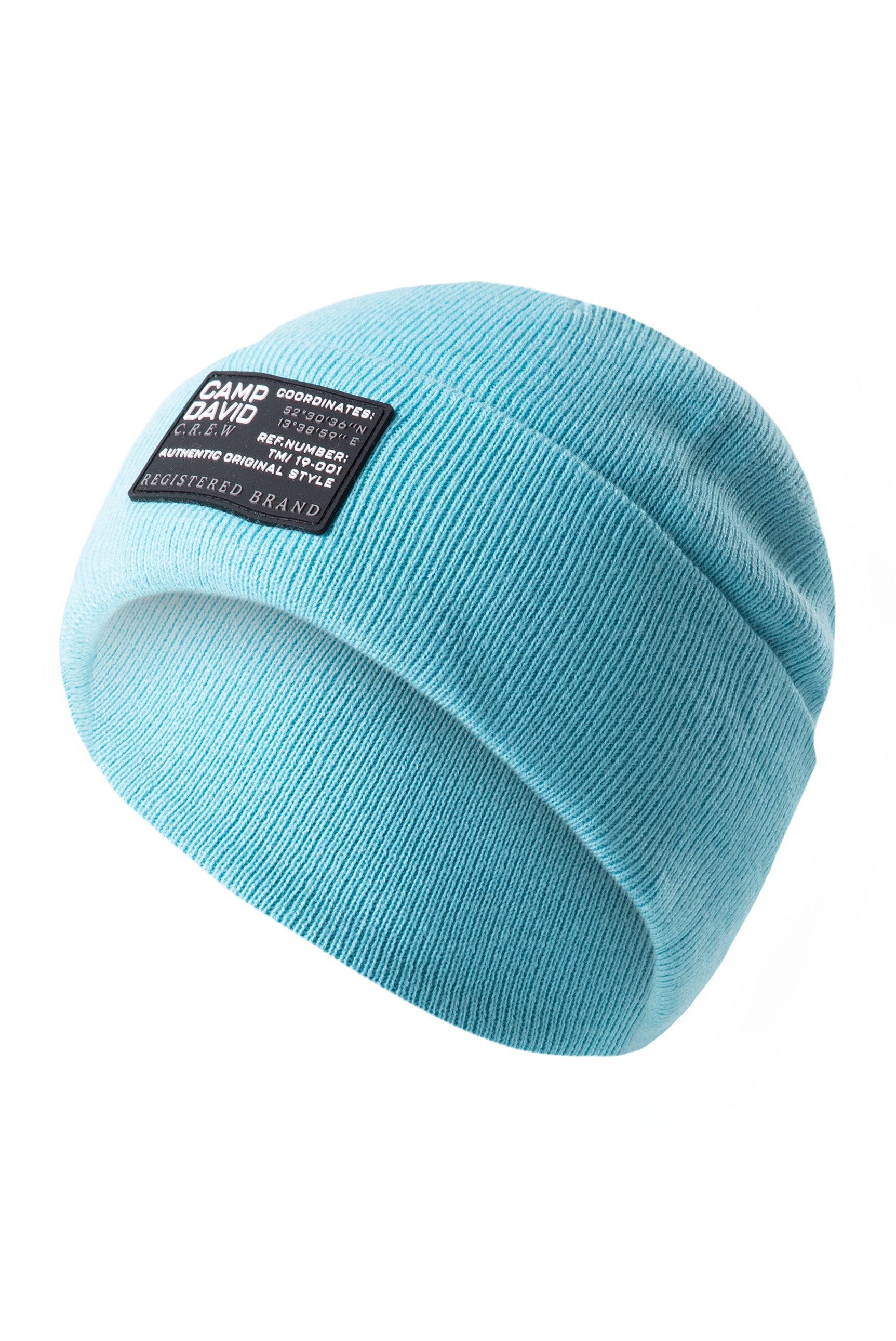 Czapka w prążkowanym splocie z naszywką z logo - 1