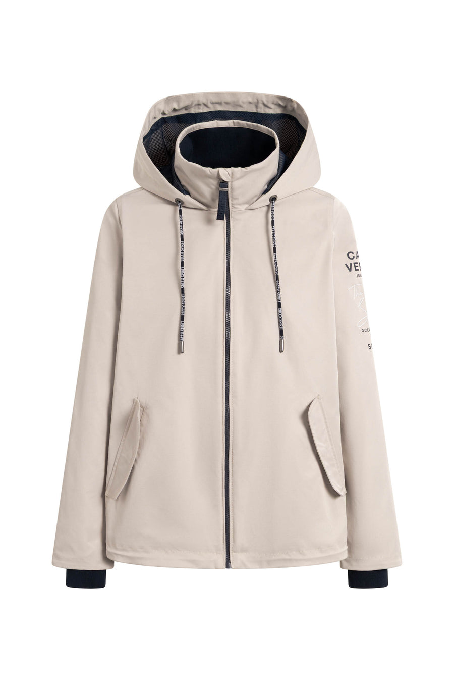 Kurzjacke mit Kapuze und Artworks old sand