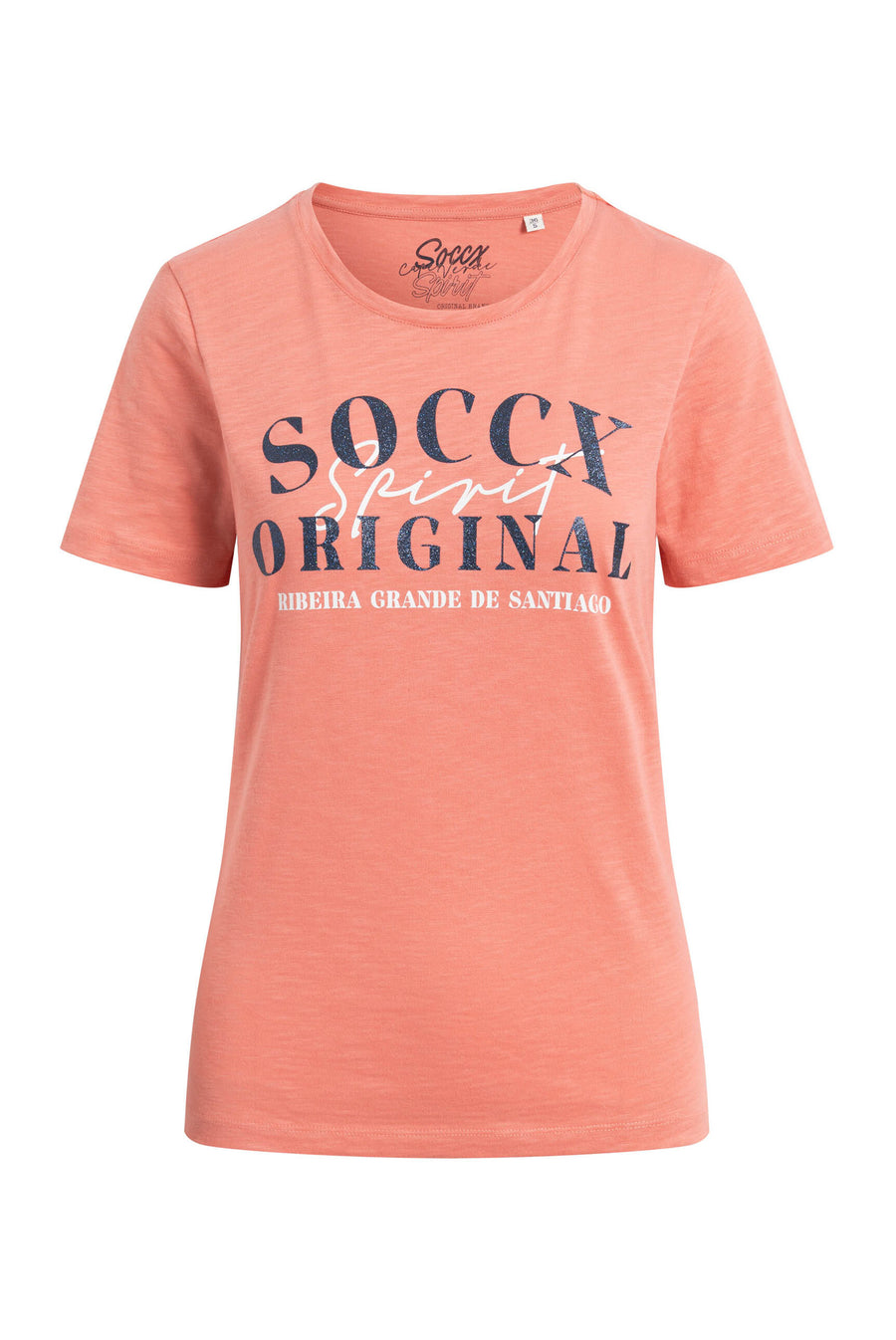 T-Shirt mit Rundhalsausschnitt und Print apricot sunset