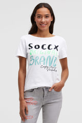 Koszulka z dekoltem łódkowym i nadrukiem