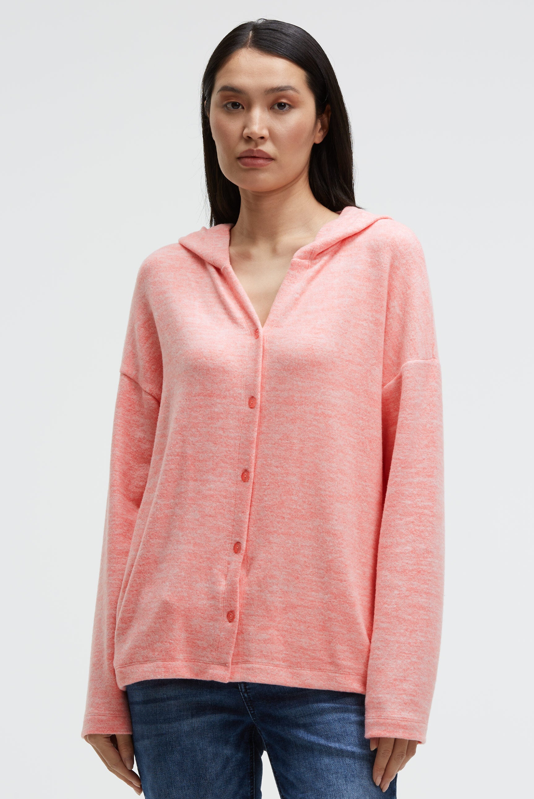 Kardigan z kapturem z dzianiny flauszowej z nadrukiem z tyłu - 3