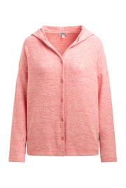 Kardigan z kapturem z dzianiny flauszowej z nadrukiem z tyłu