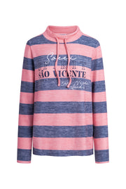 Sweter z dzianiny flauszowej w szerokie pasy