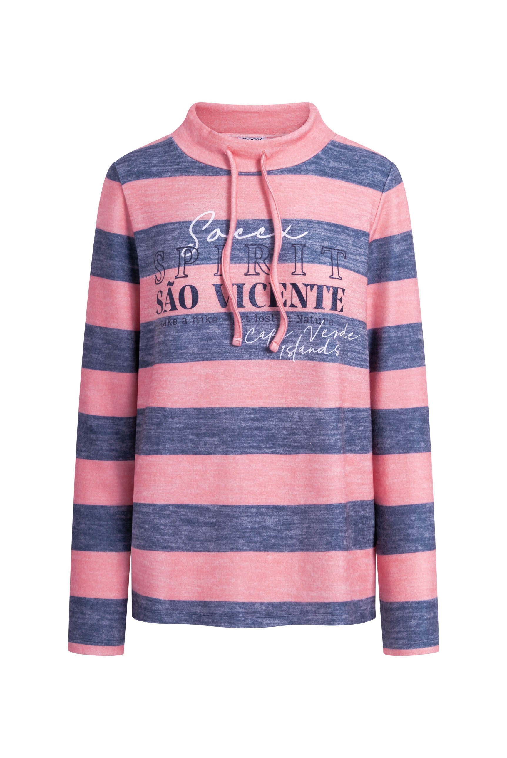 Sweter z dzianiny flauszowej w szerokie pasy - 1