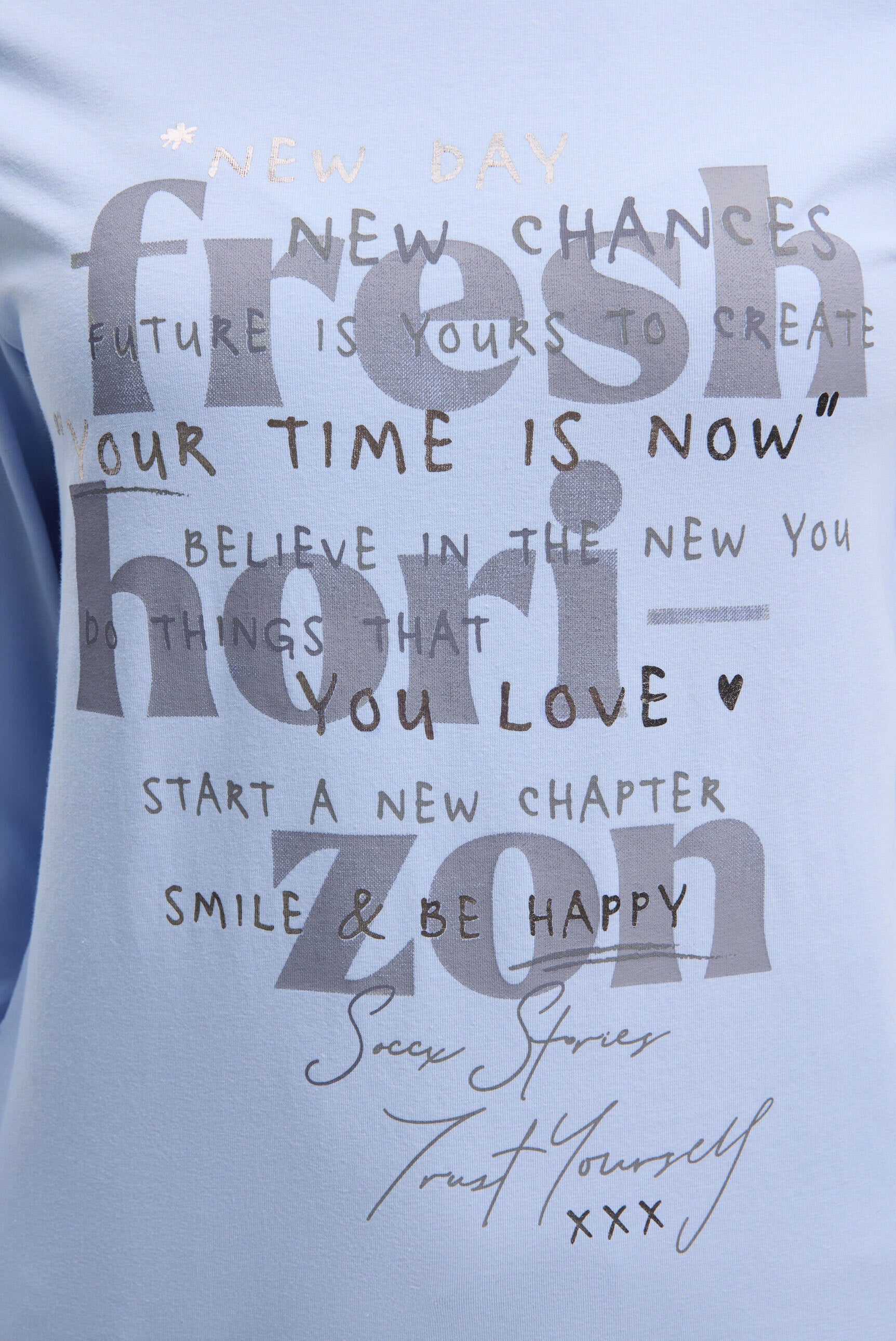 Koszulka z długim rękawem, okrągłym dekoltem i nadrukowanym napisem - 8