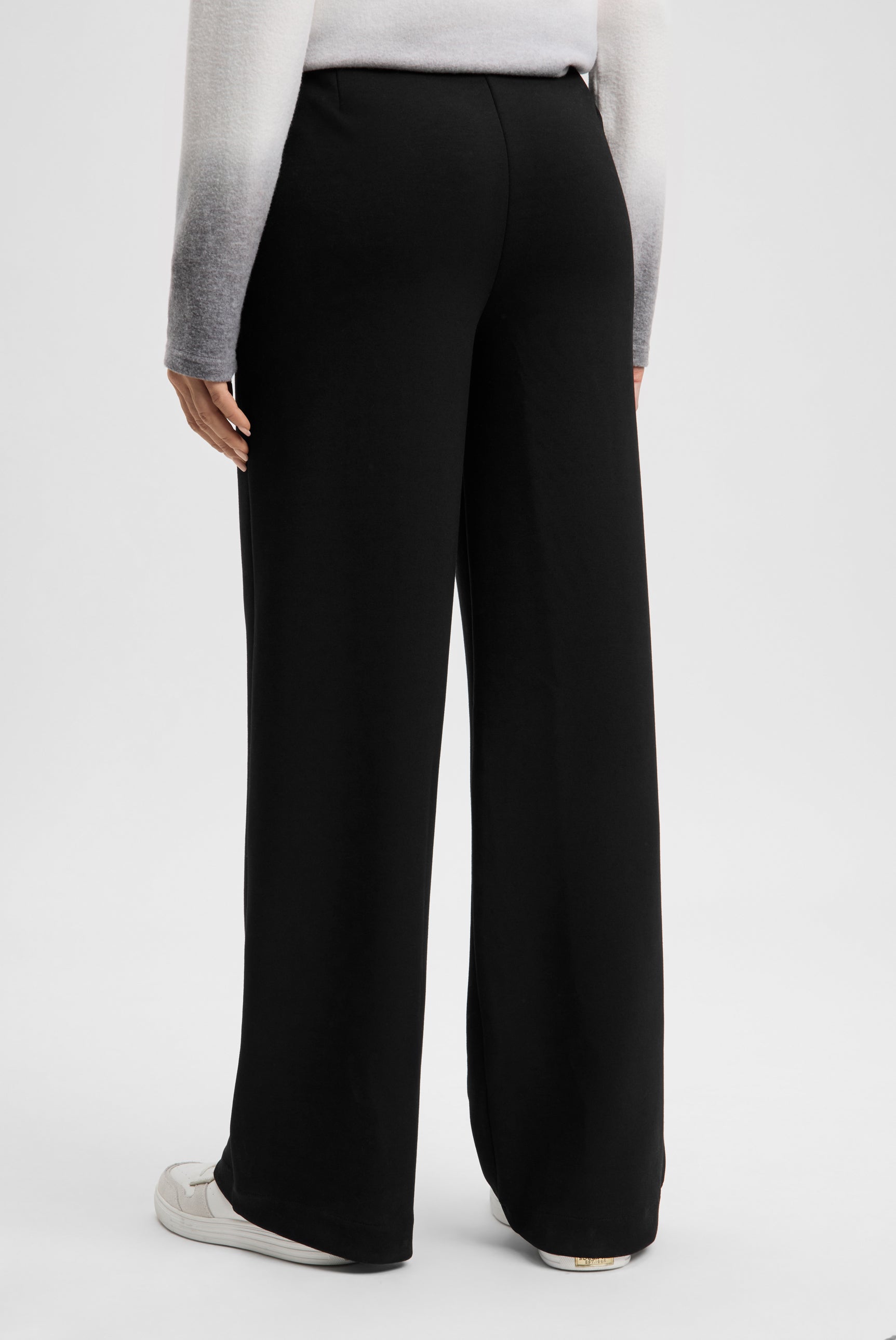 Spodnie z szerokimi nogawkami, kantami i elastycznym paskiem - 5