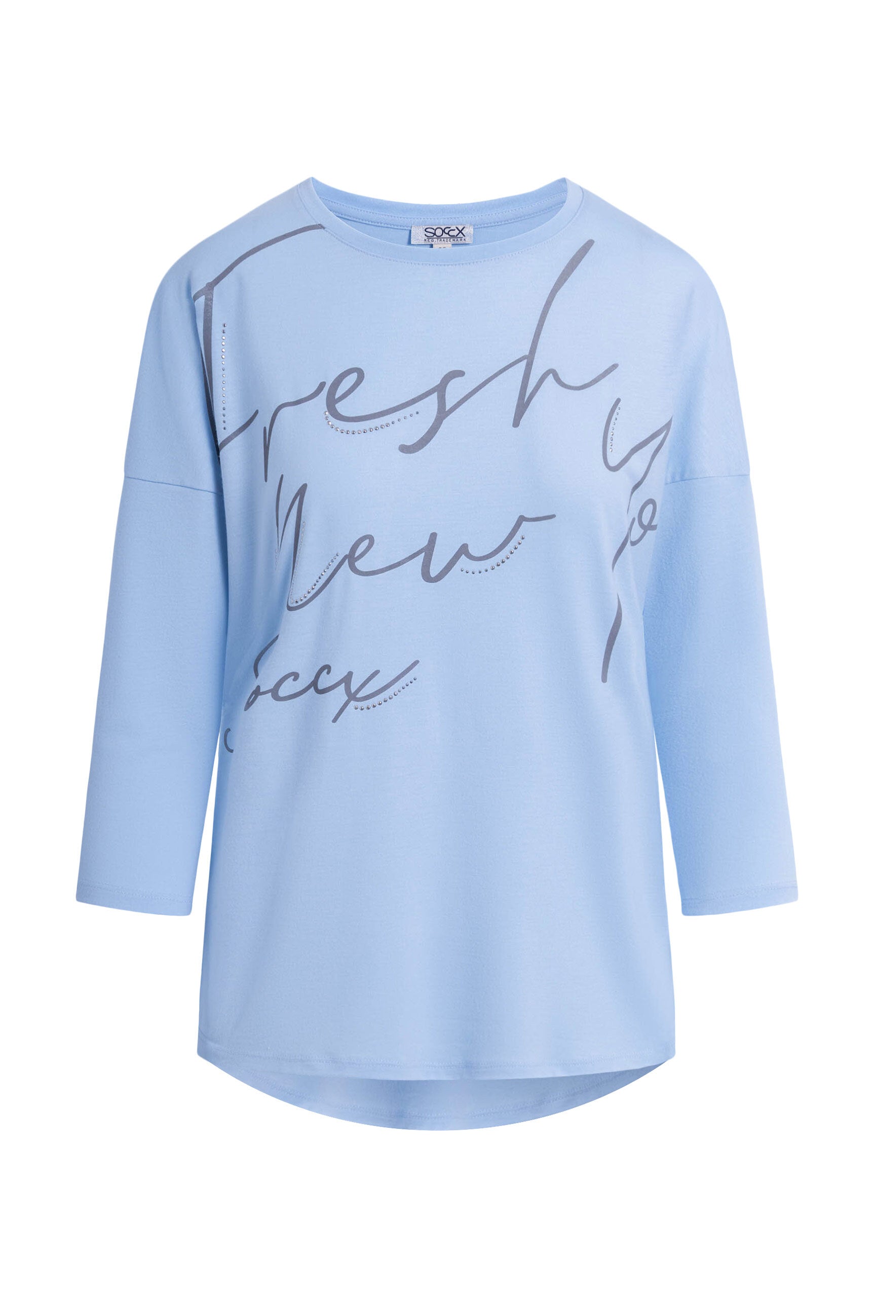 Koszulka z okrągłym dekoltem, grafiką i skróconymi rękawami - 1