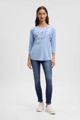 Koszulka z okrągłym dekoltem, grafiką i skróconymi rękawami