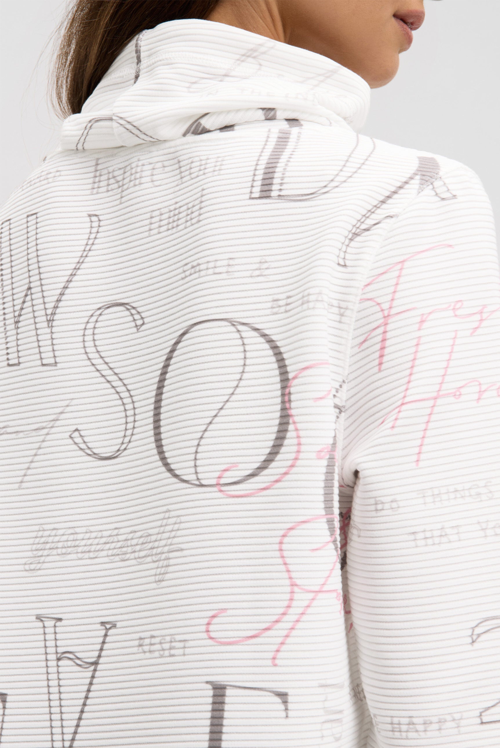 Bluza z fakturą, z długim rękawem, stójką i grafiką - 6