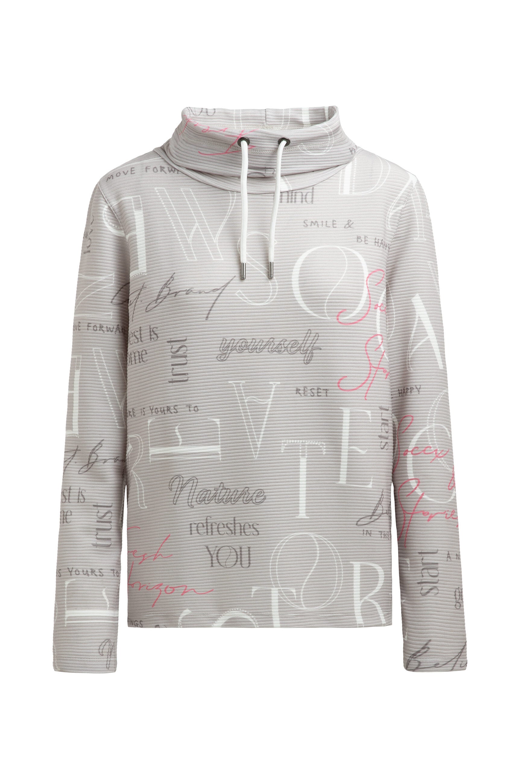 Bluza z fakturą, z długim rękawem, stójką i grafiką