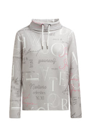 Bluza z fakturą, z długim rękawem, stójką i grafiką