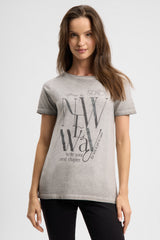 Koszulka z dekoltem łódkowym i grafiką