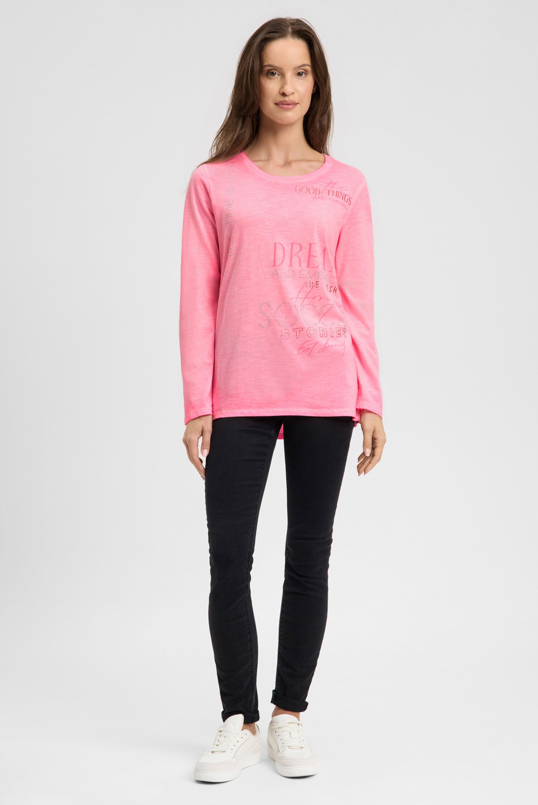 Koszulka z długim rękawem, nadrukiem i dżetami - 3