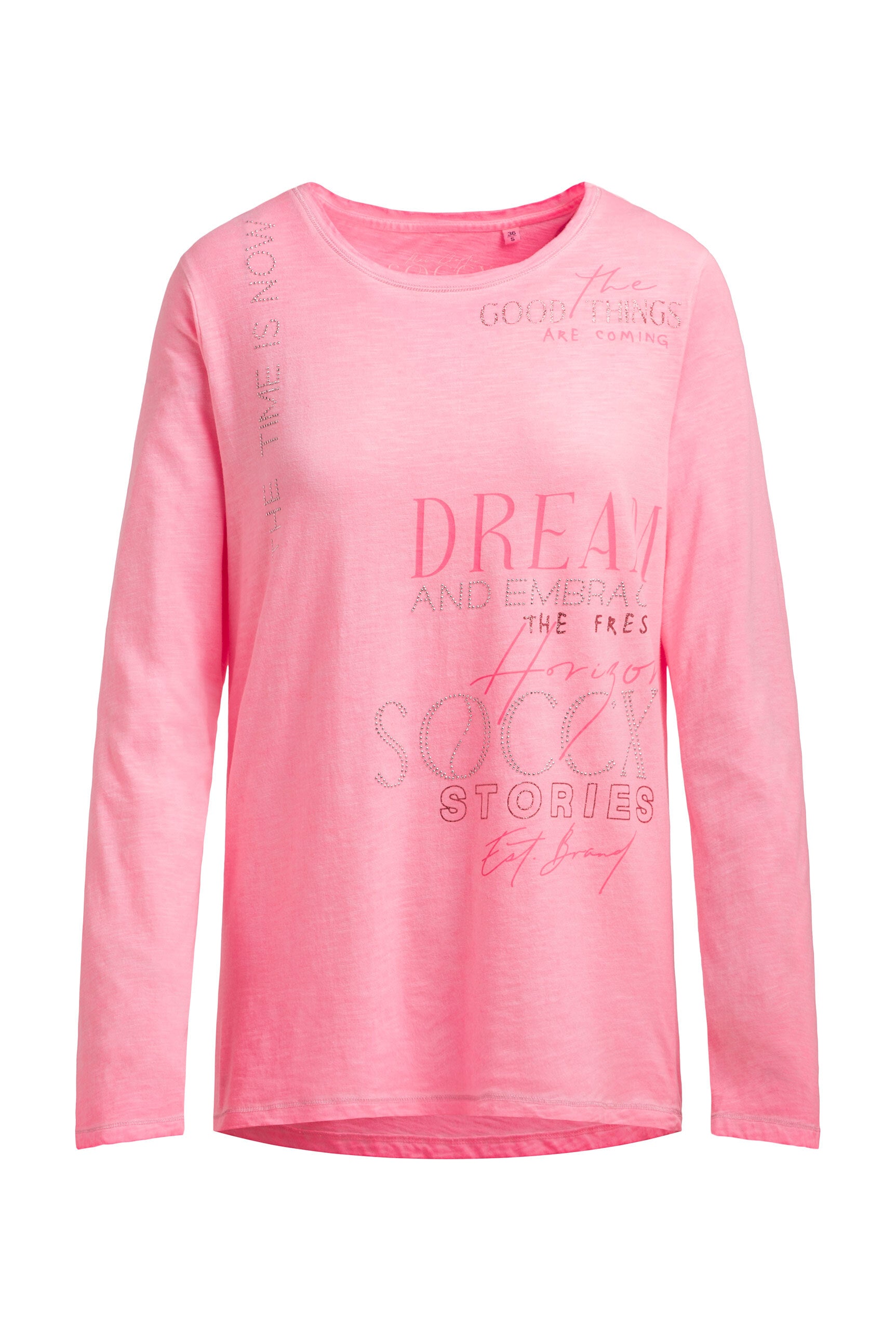 Koszulka z długim rękawem, nadrukiem i dżetami - 1