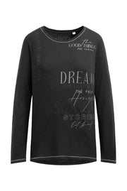 Koszulka z długim rękawem, nadrukiem i dżetami