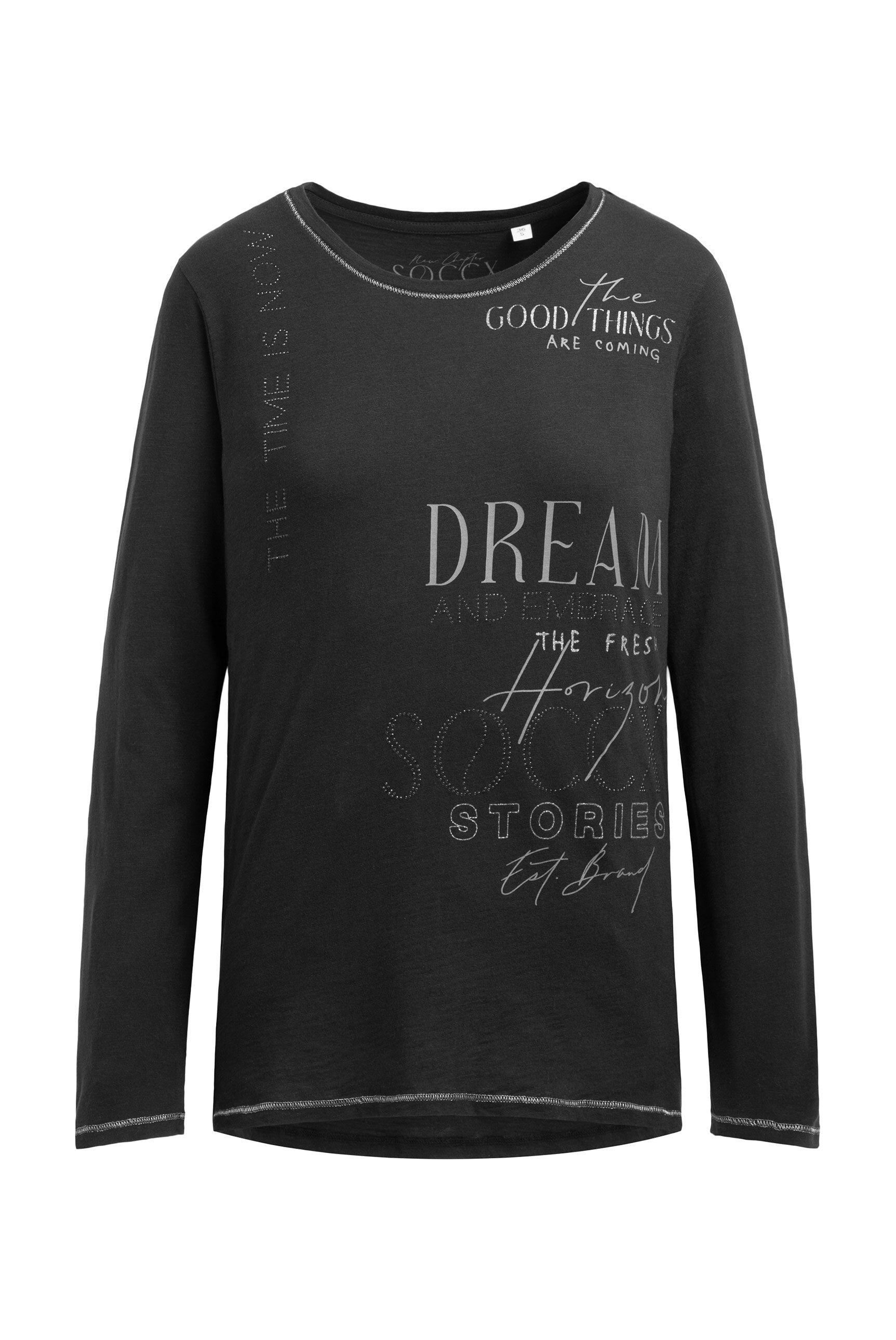 Koszulka z długim rękawem, nadrukiem i dżetami - 1