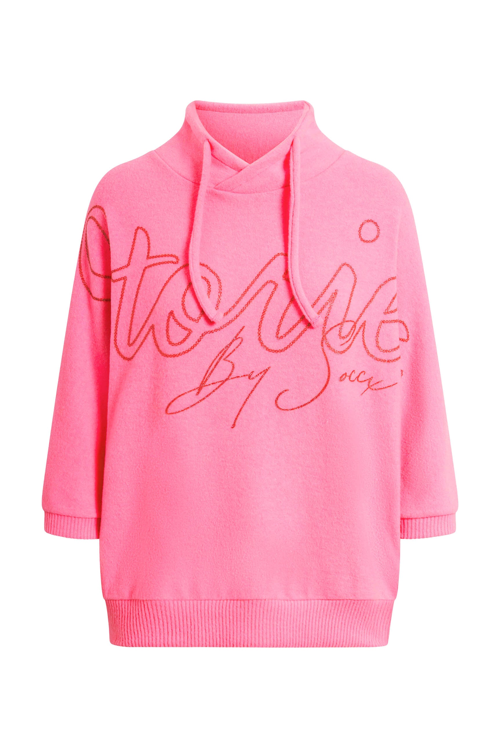 Sweter z puszystej dzianiny z brokatowym nadrukiem