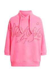 Sweter z puszystej dzianiny z brokatowym nadrukiem