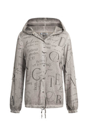 Bluzka z długim rękawem, kapturem i nadrukiem na całej powierzchni