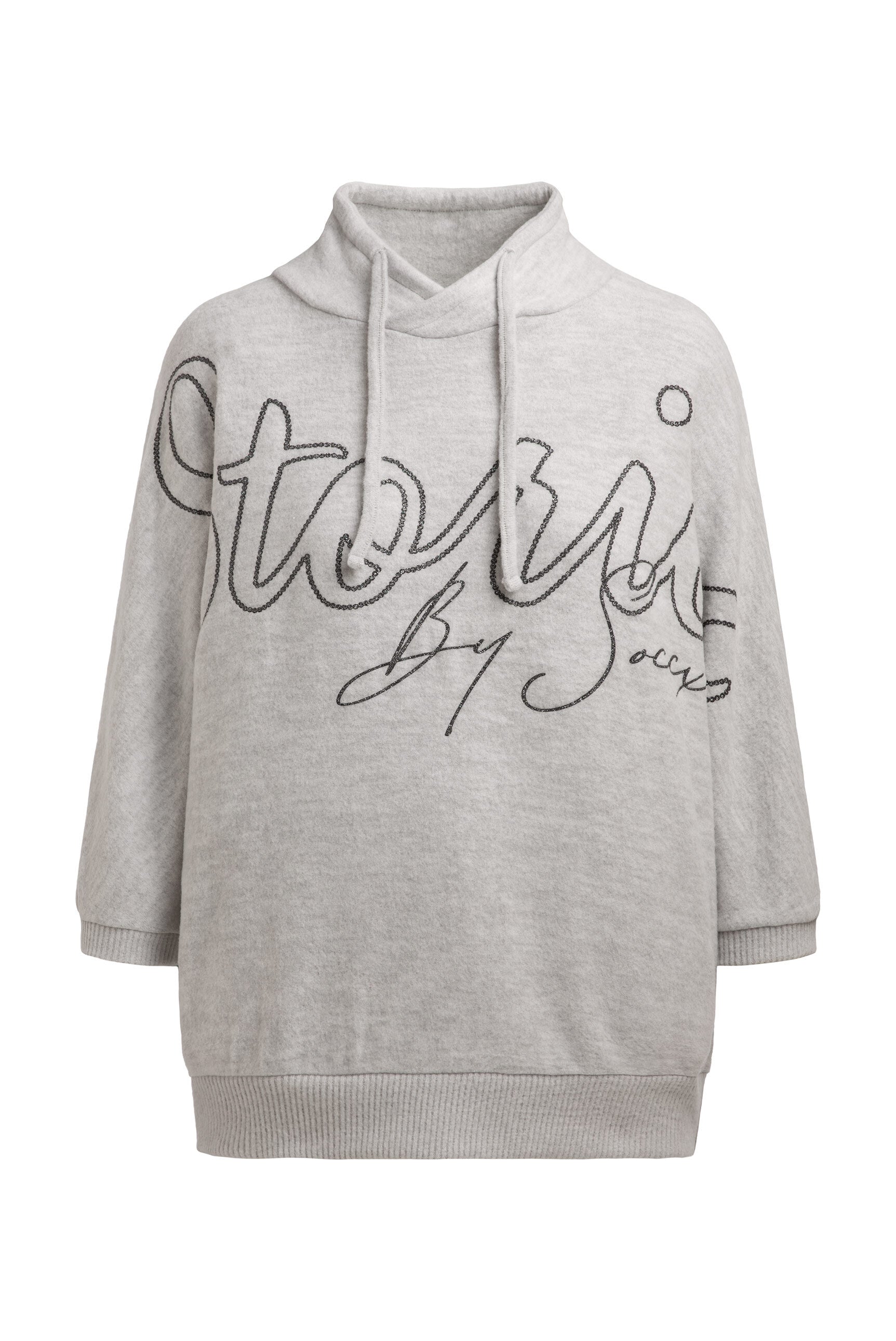 Sweter z puszystej dzianiny z brokatowym nadrukiem