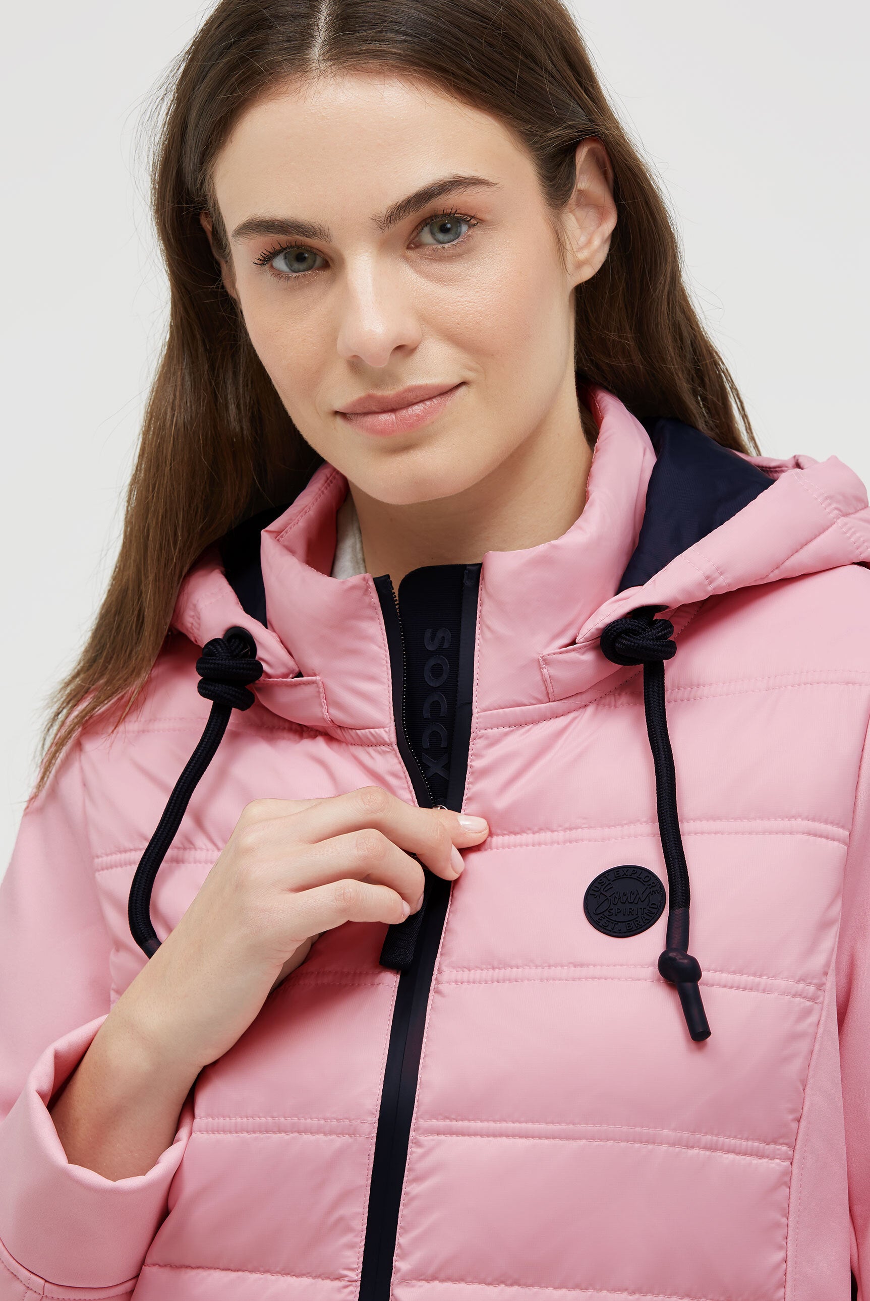 Softshell-Parka mit Kapuze im tonigen Materialmix - 4