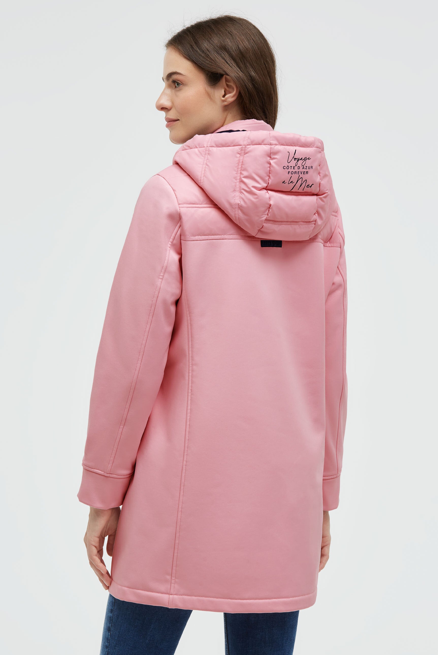 Softshell-Parka mit Kapuze im tonigen Materialmix - 5