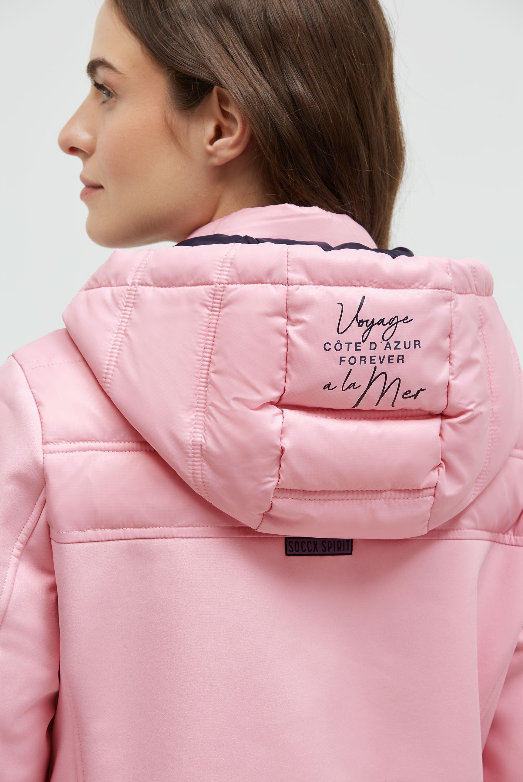 Softshell-Parka mit Kapuze im tonigen Materialmix - 6