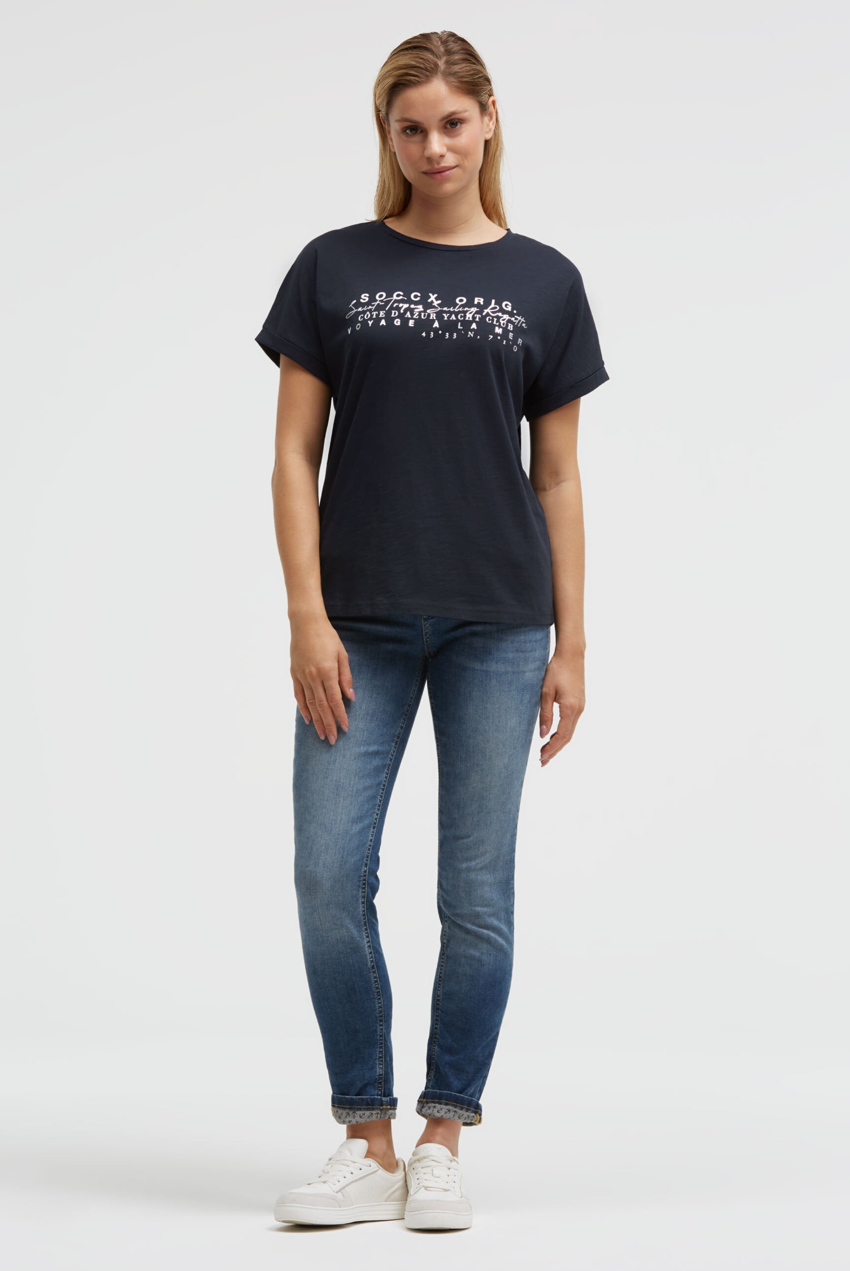 Rundhalsshirt mit Label Print - 3