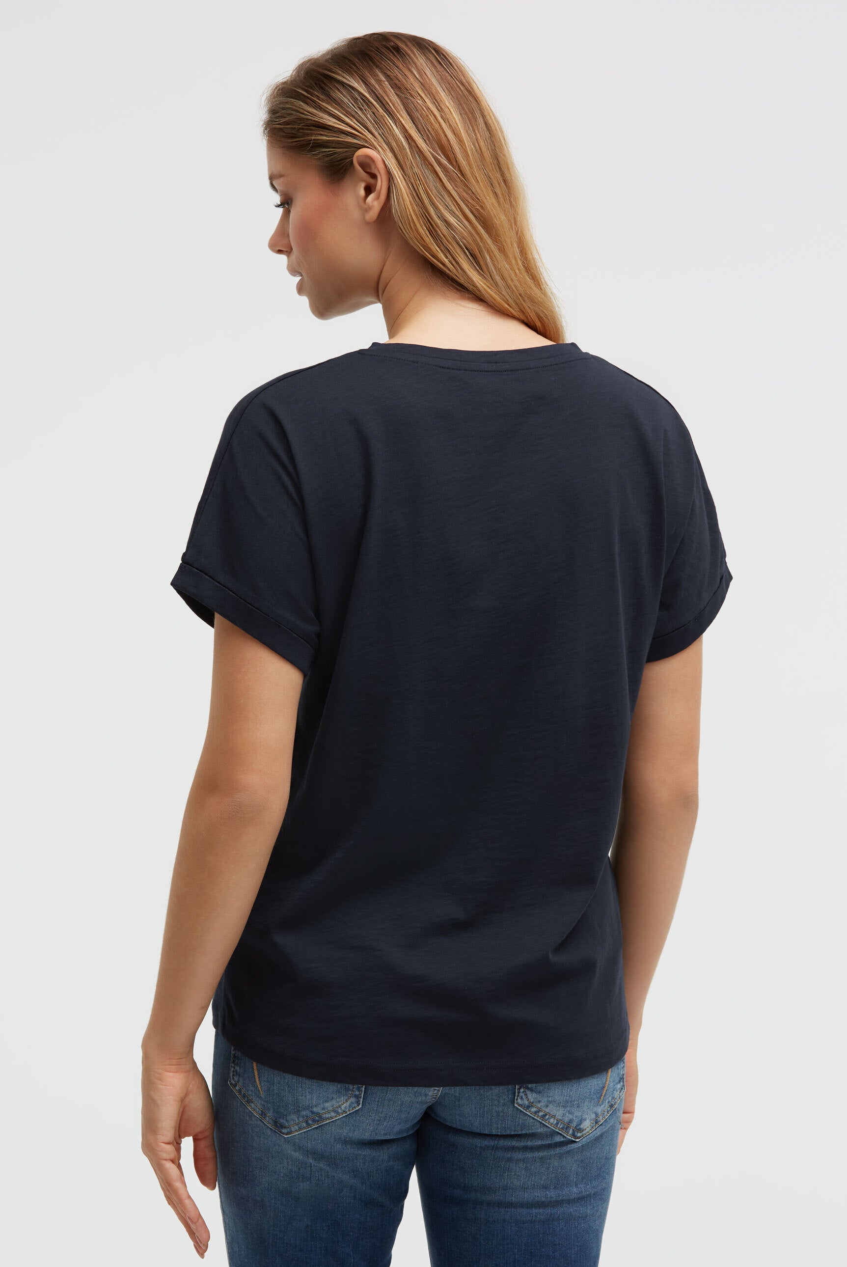 Rundhalsshirt mit Label Print