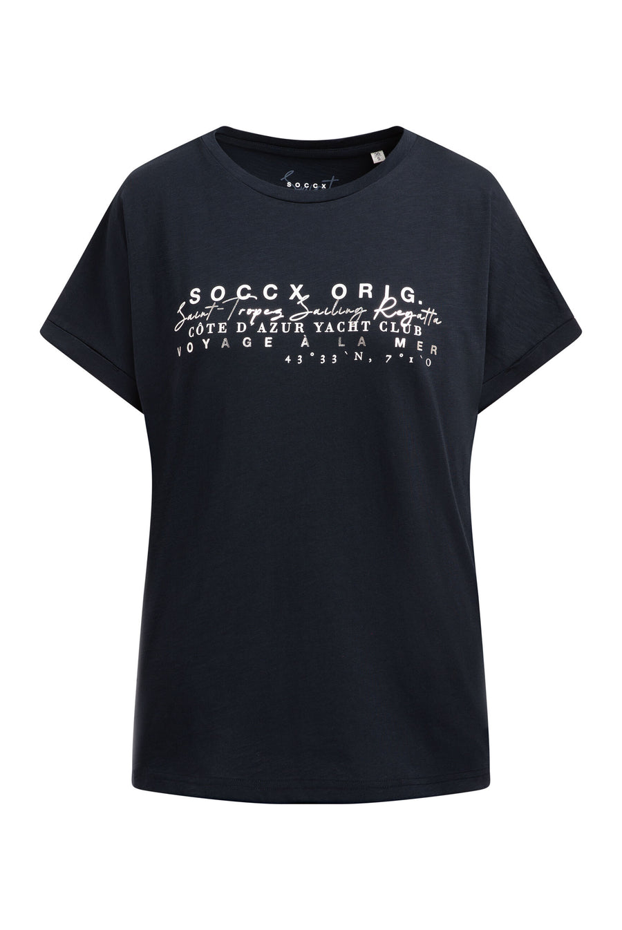 Rundhalsshirt mit Label Print blue navy