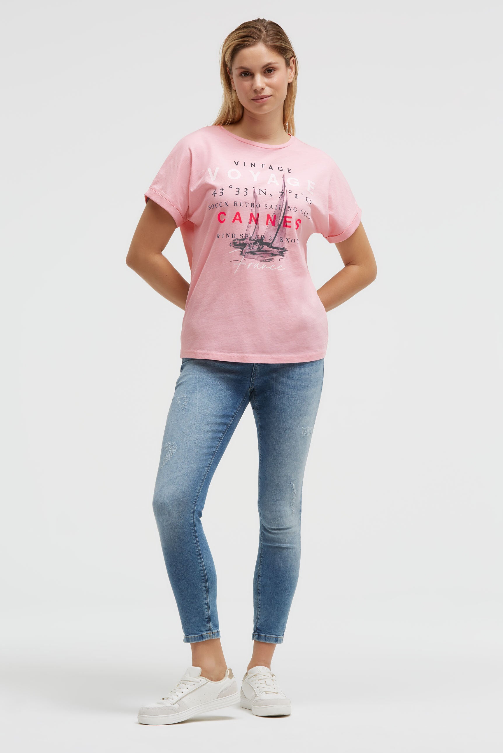 Rundhalsshirt mit Label Print - 3