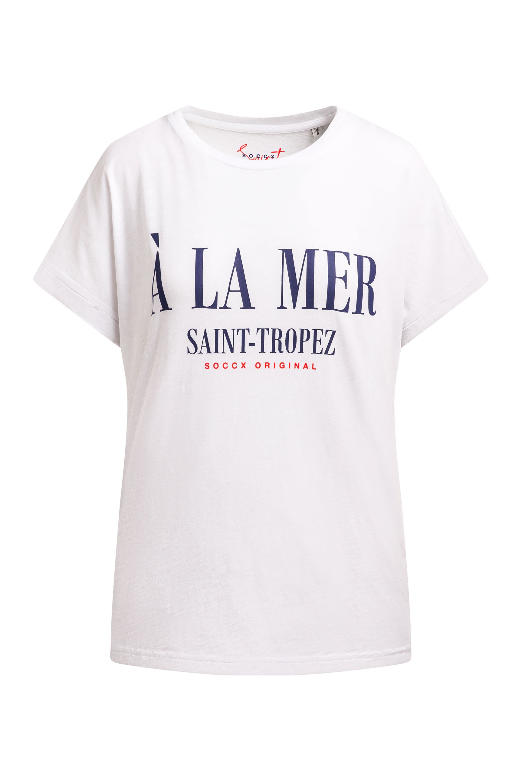 Bluzka z okrągłym dekoltem i markowym nadrukiem