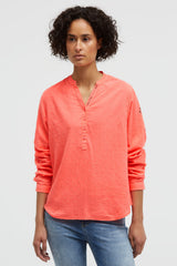 Langarmbluse mit Tunika-Ausschnitt und Prints red neon