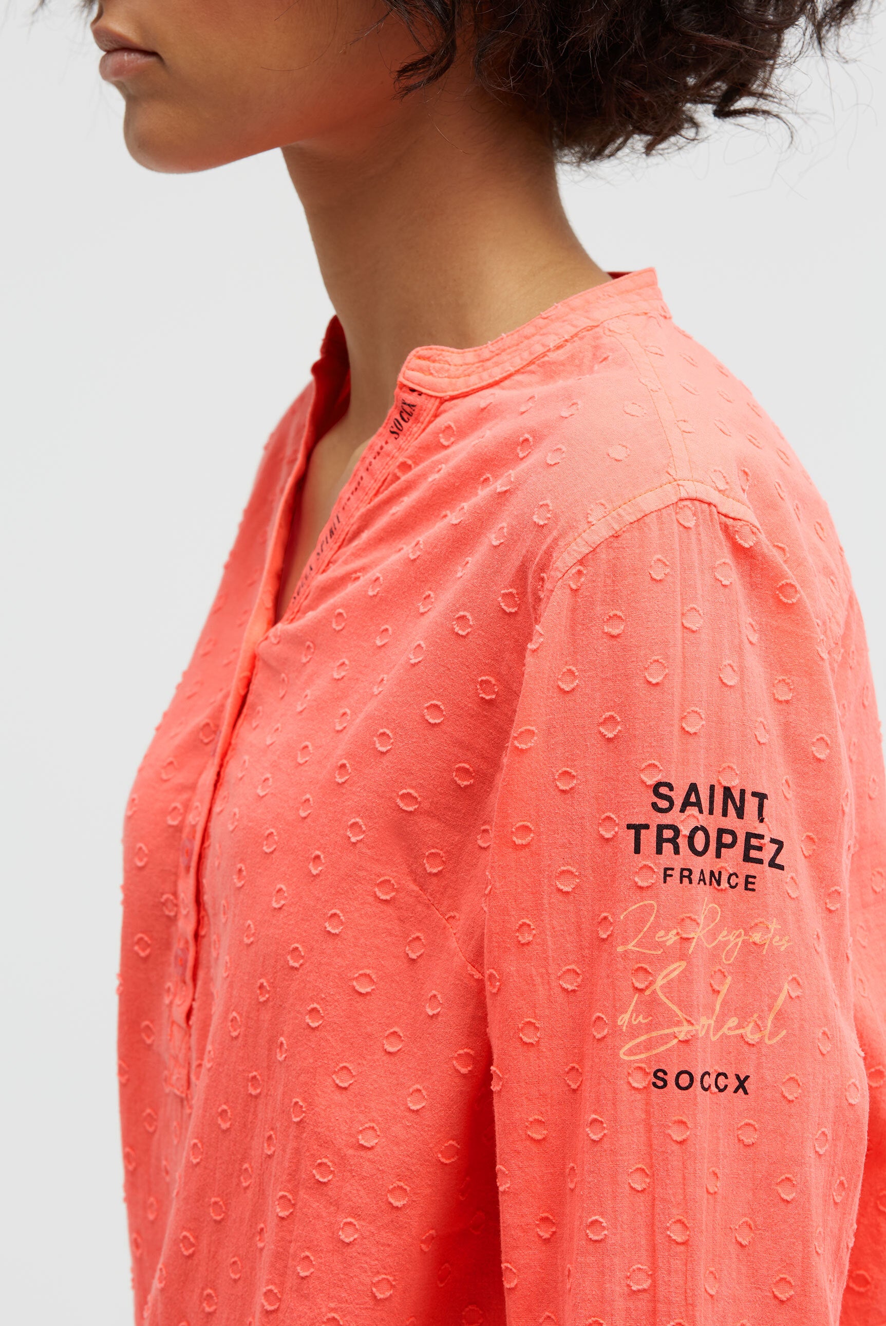 Langarmbluse mit Tunika-Ausschnitt und Prints red neon - 6