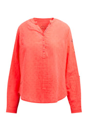 Langarmbluse mit Tunika-Ausschnitt und Prints red neon