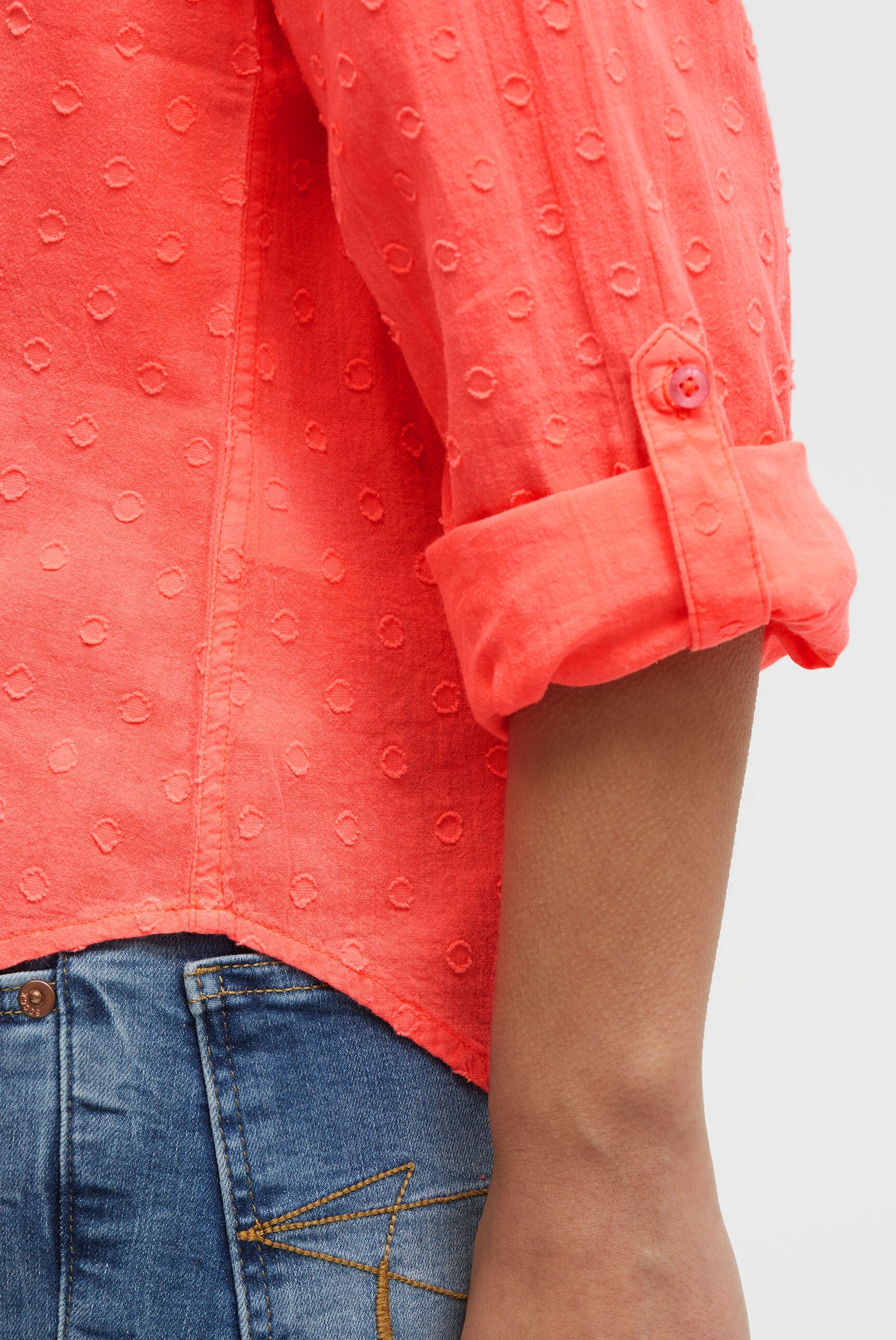 Langarmbluse mit Tunika-Ausschnitt und Prints red neon