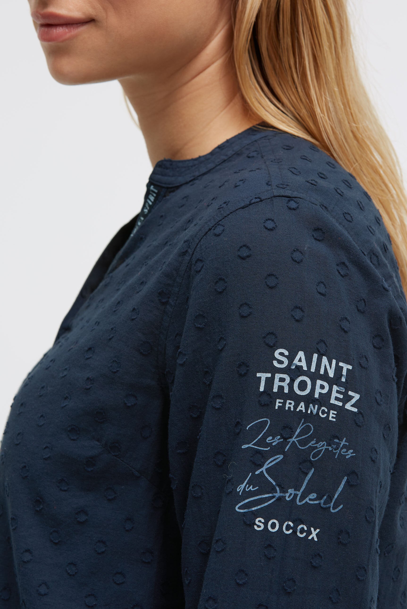 Langarmbluse mit Tunika-Ausschnitt und Prints blue navy - 6