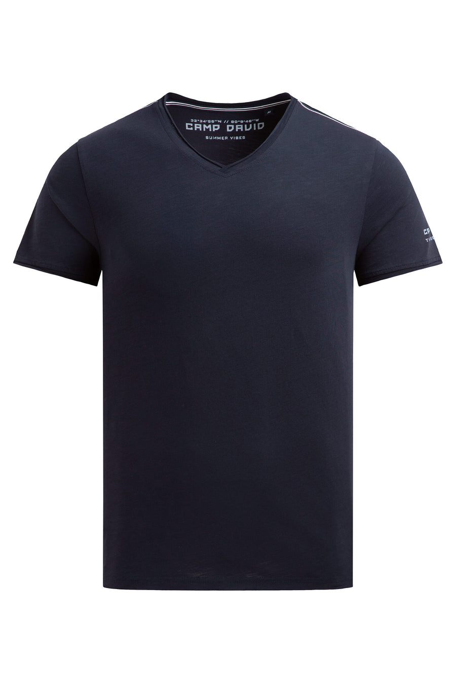 T-shirt basic z dekoltem w serek i nadrukiem