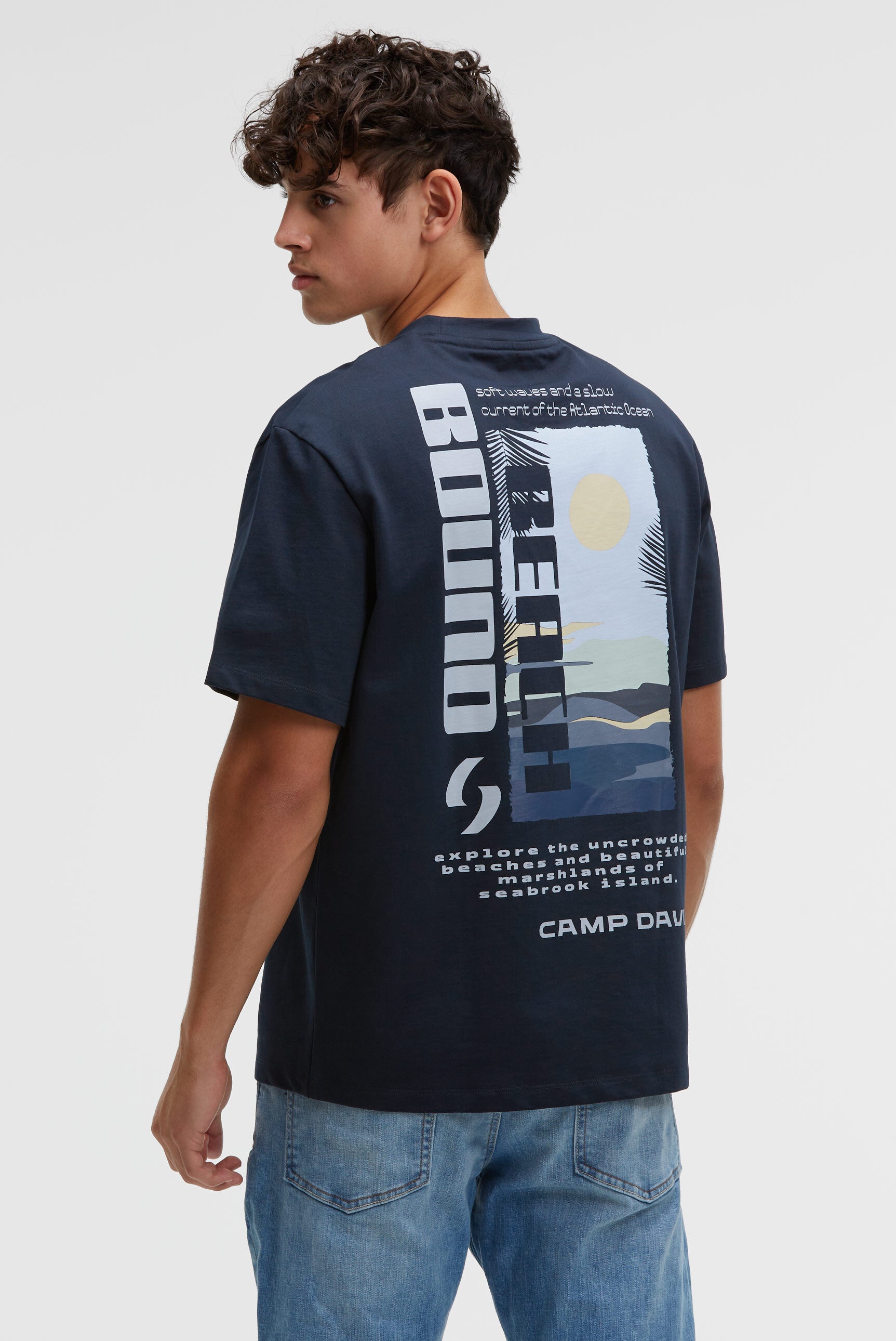 T-shirt z okrągłym dekoltem i nadrukiem z tyłu - 2