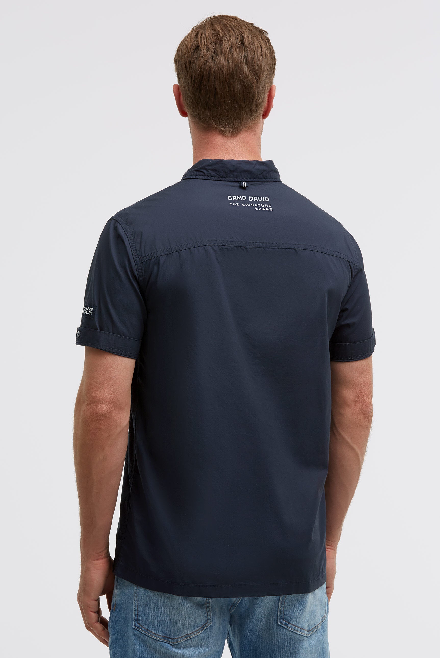 Kurzarmhemd mit Label Prints blue navy - 5