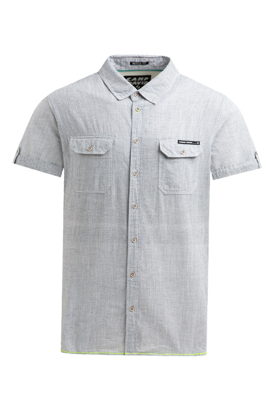 Streifenhemd Kurzarm mit Backprint blue navy