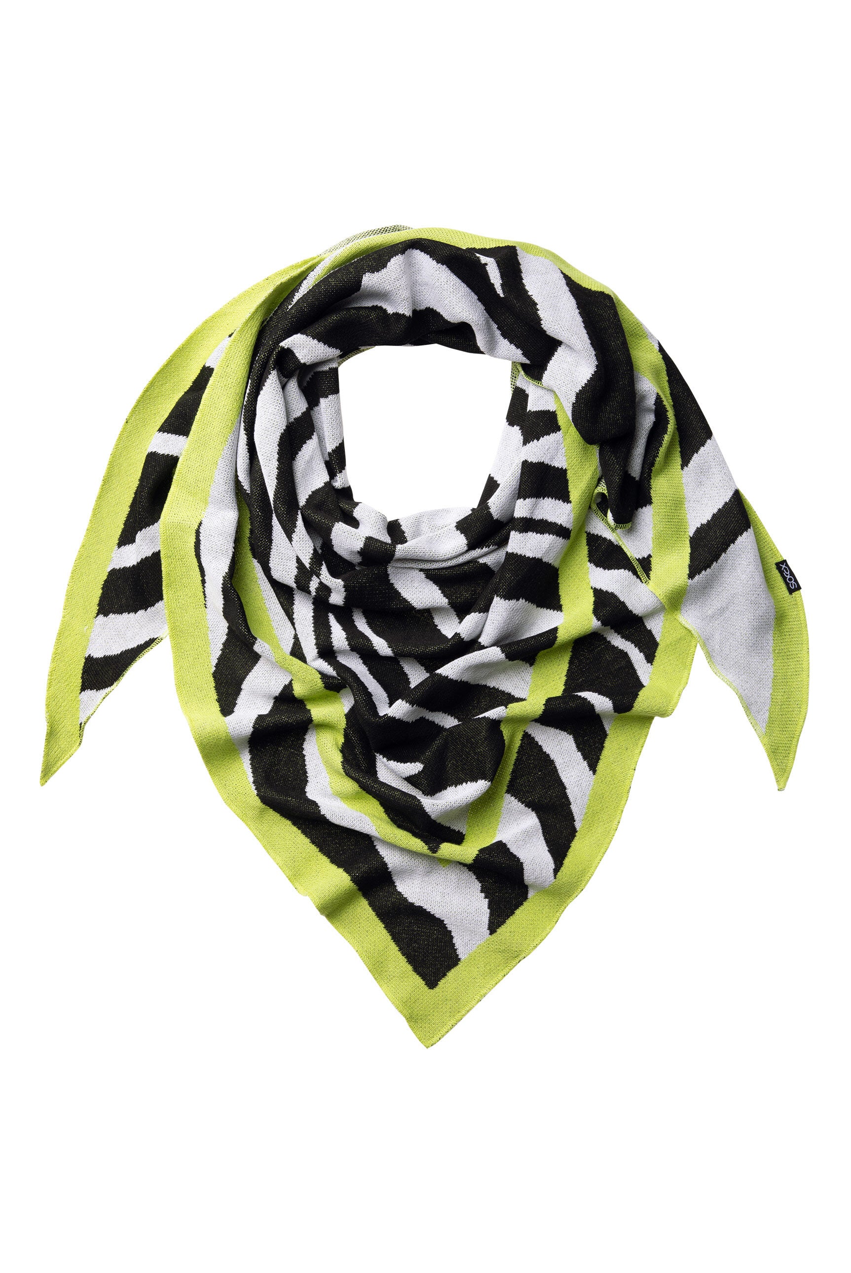 Chusta trójkątna z dzianiny z wzorem animal intarsia - 1