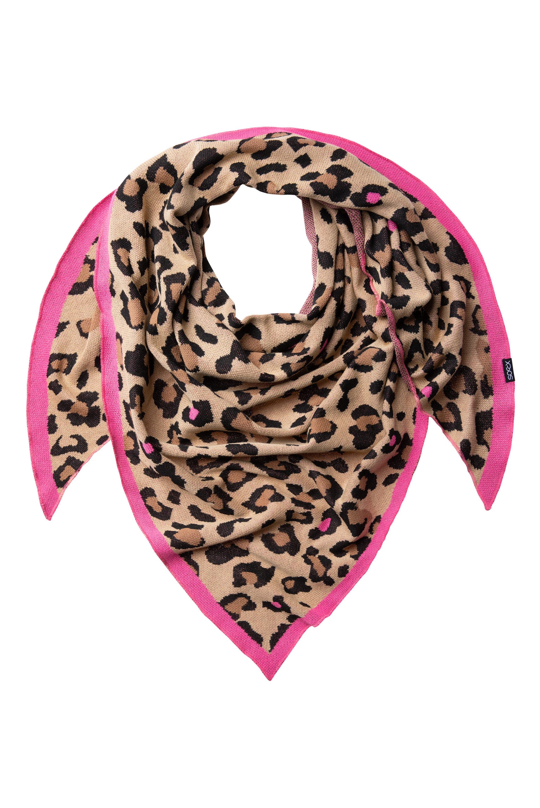 Chusta trójkątna z dzianiny z wzorem animal intarsia