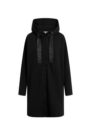 Długa rozpinana bluza z kapturem i nadrukiem z tyłu