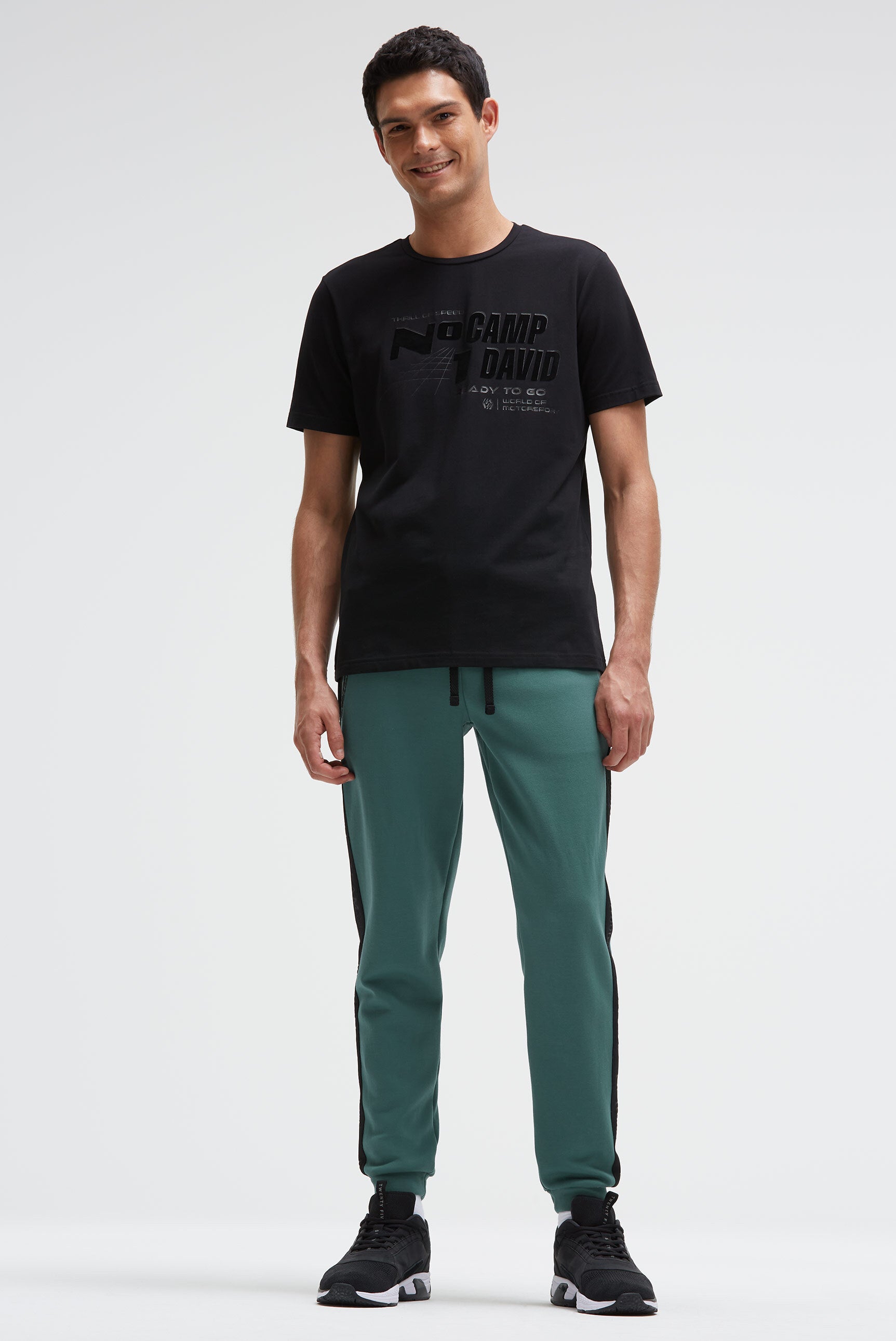 Jogginghose aus Interlock mit Seitentapes petrol green - 3